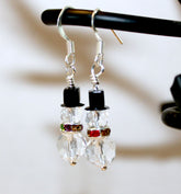 Crystal Snowman Earrings with Rainbow Scarf